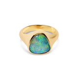 9k gold solid lightning ridge opal ring greens blue 