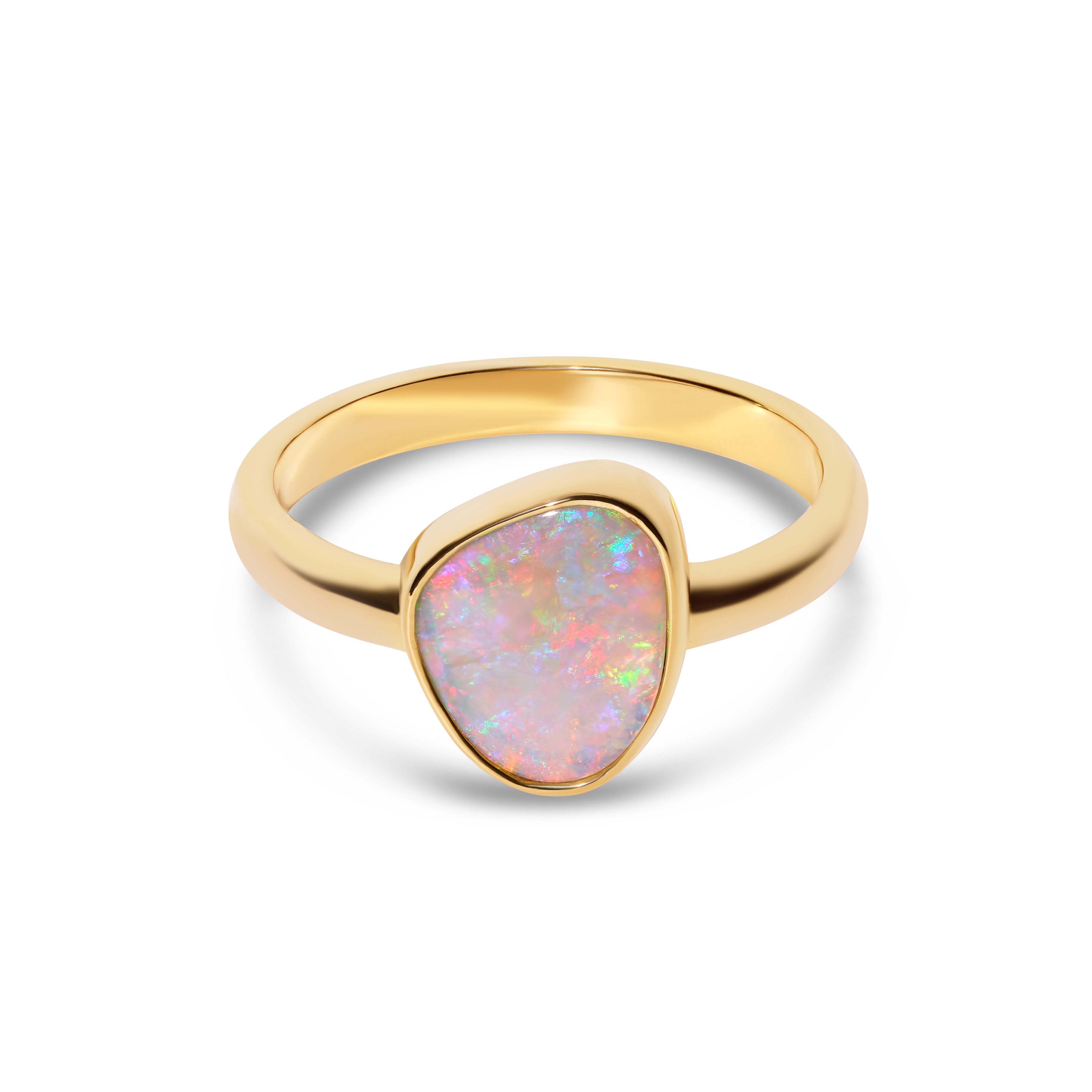 9k gold lightning ridge opal ring pink red green