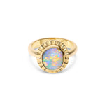 lightning ridge solid opal gold ring blue green yellow