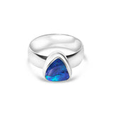 opal ring sterling silver solid lightning ridge opal blue green colours