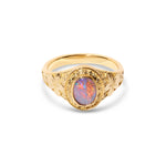 9k gold opal ring flower pattern red orange