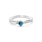 opal ring elegant engagement design sterling silver blue green stone