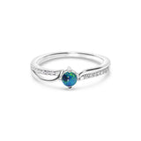 opal ring elegant engagement design sterling silver blue green stone