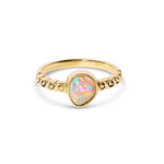 9k gold solid Australian opal ring red, pink, blue, green