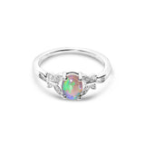 crystal opal ring elegant unique design sterling silver cubic zirconia butterfly's, red, green, blue, orange stone colours