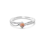 crystal opal ring elegant engagement design sterling silver cubic zirconia's, red, green and orange stone colours