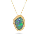 18k gold opal necklace green 