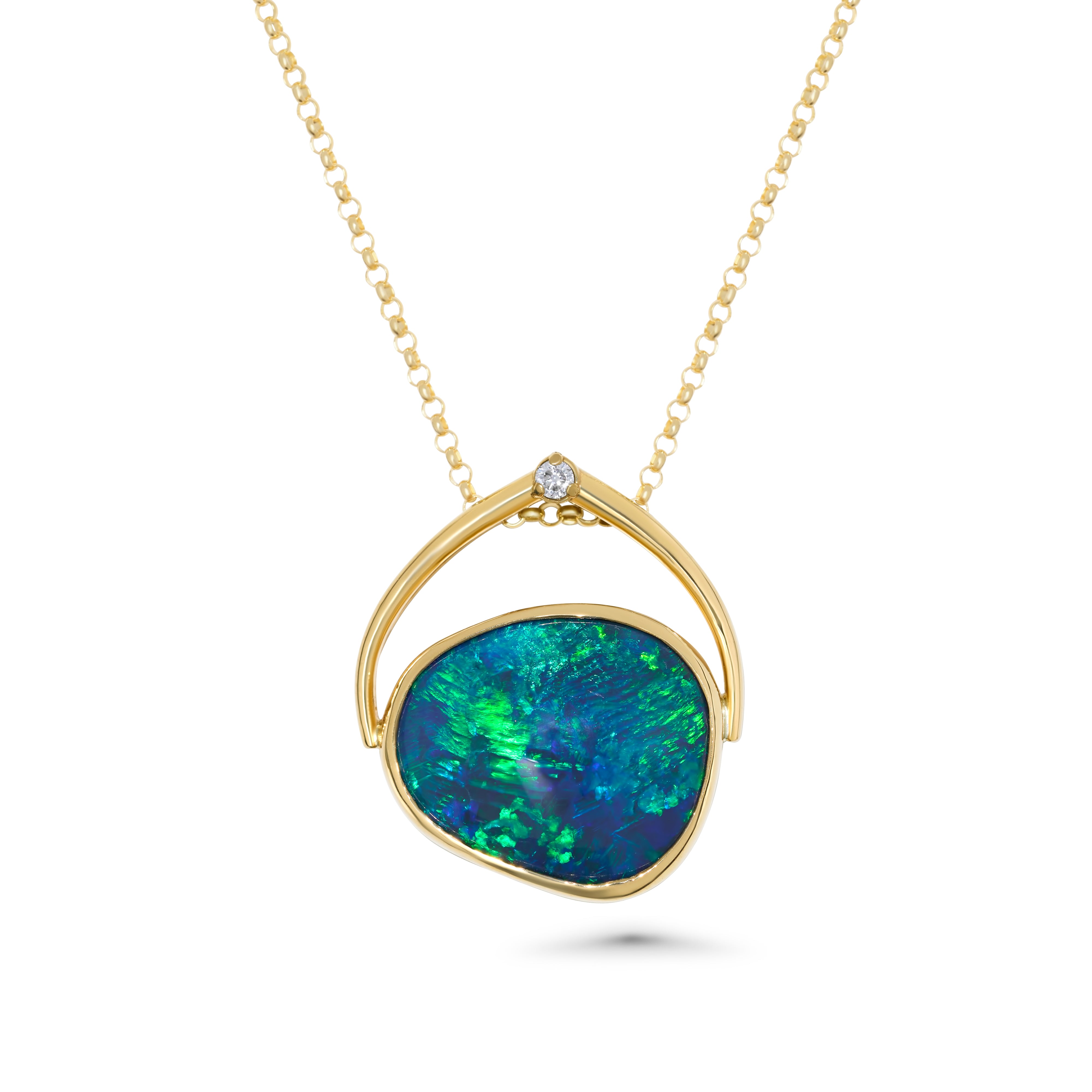 Australian opal gold necklace solid stone