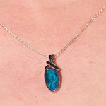 opal necklace sterling silver unique design green blue