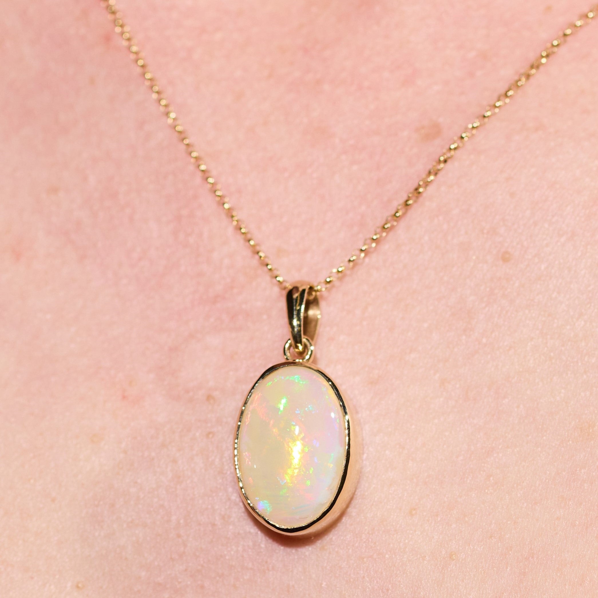 gold solid Australian opal necklace