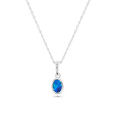 opal necklace oval pendant sterling silver blue stone