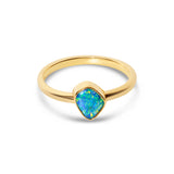 9k gold elegant solid opal ring blue green 