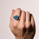 opal ring sterling silver solid lightning ridge opal blue green colours