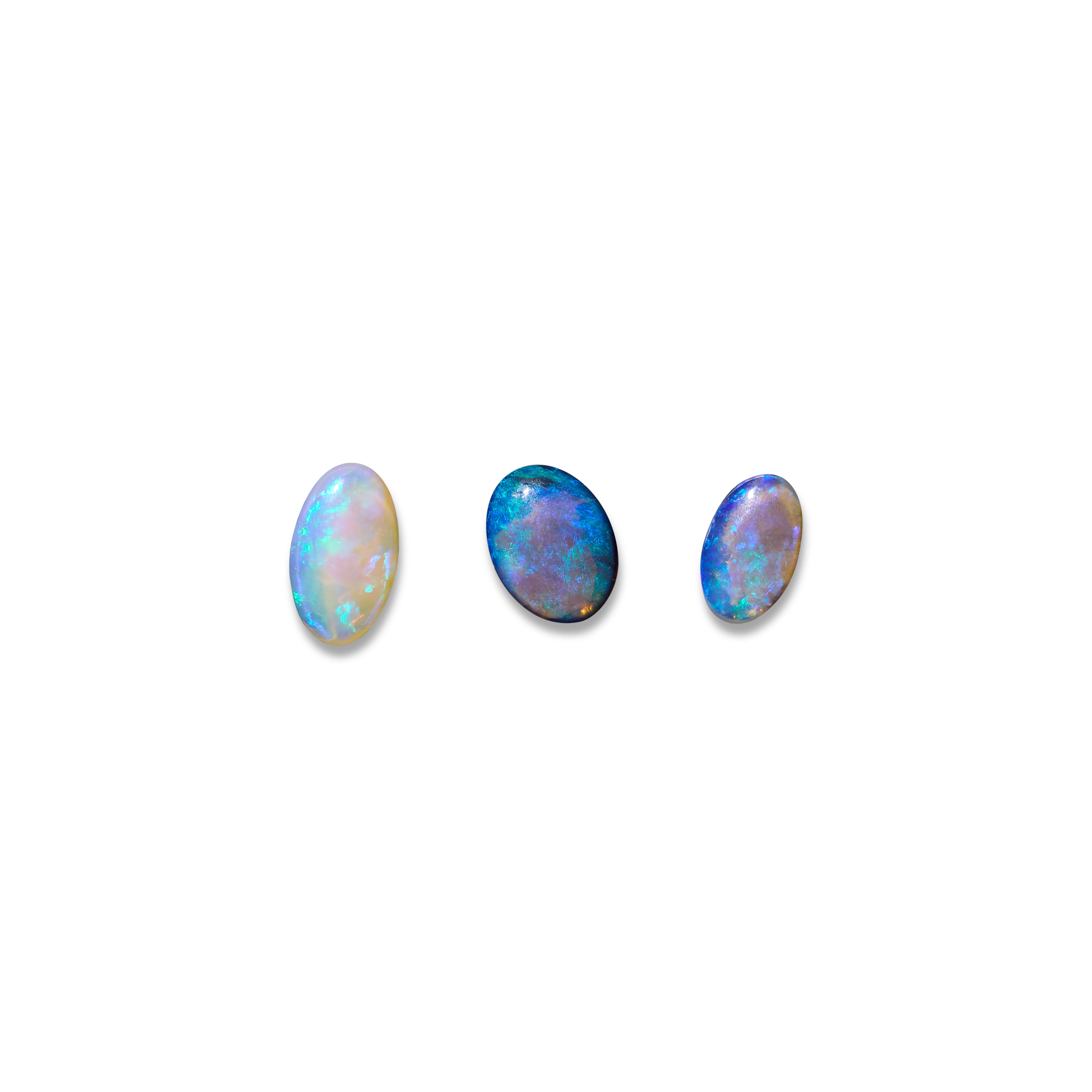 lightning ridge solid opal gemstones polished greens blue