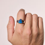 opal ring sterling silver solid lightning ridge opal blue green colours