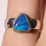 opal ring sterling silver solid lightning ridge opal blue green colours