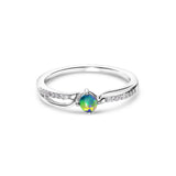 opal ring elegant engagement design sterling silver blue green yellow stone colours