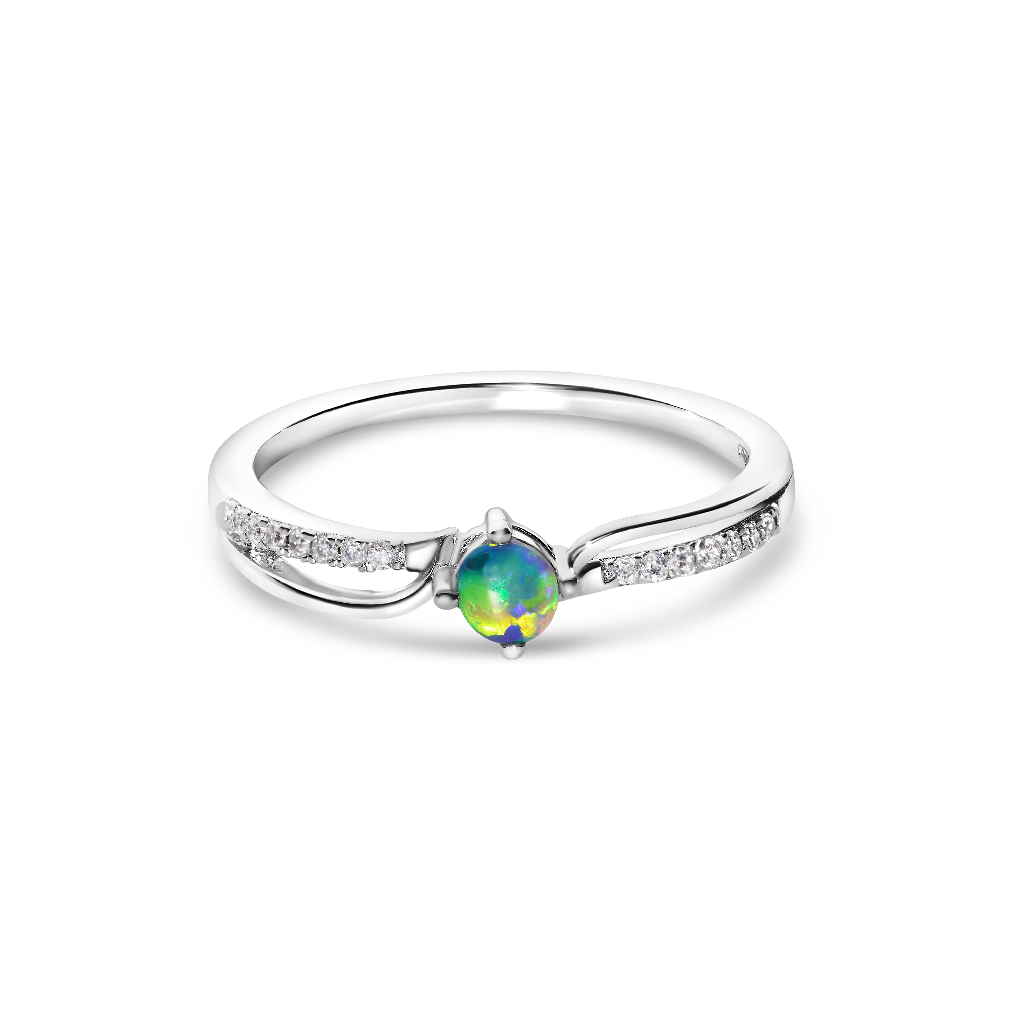 opal ring elegant engagement design sterling silver blue green yellow stone colours