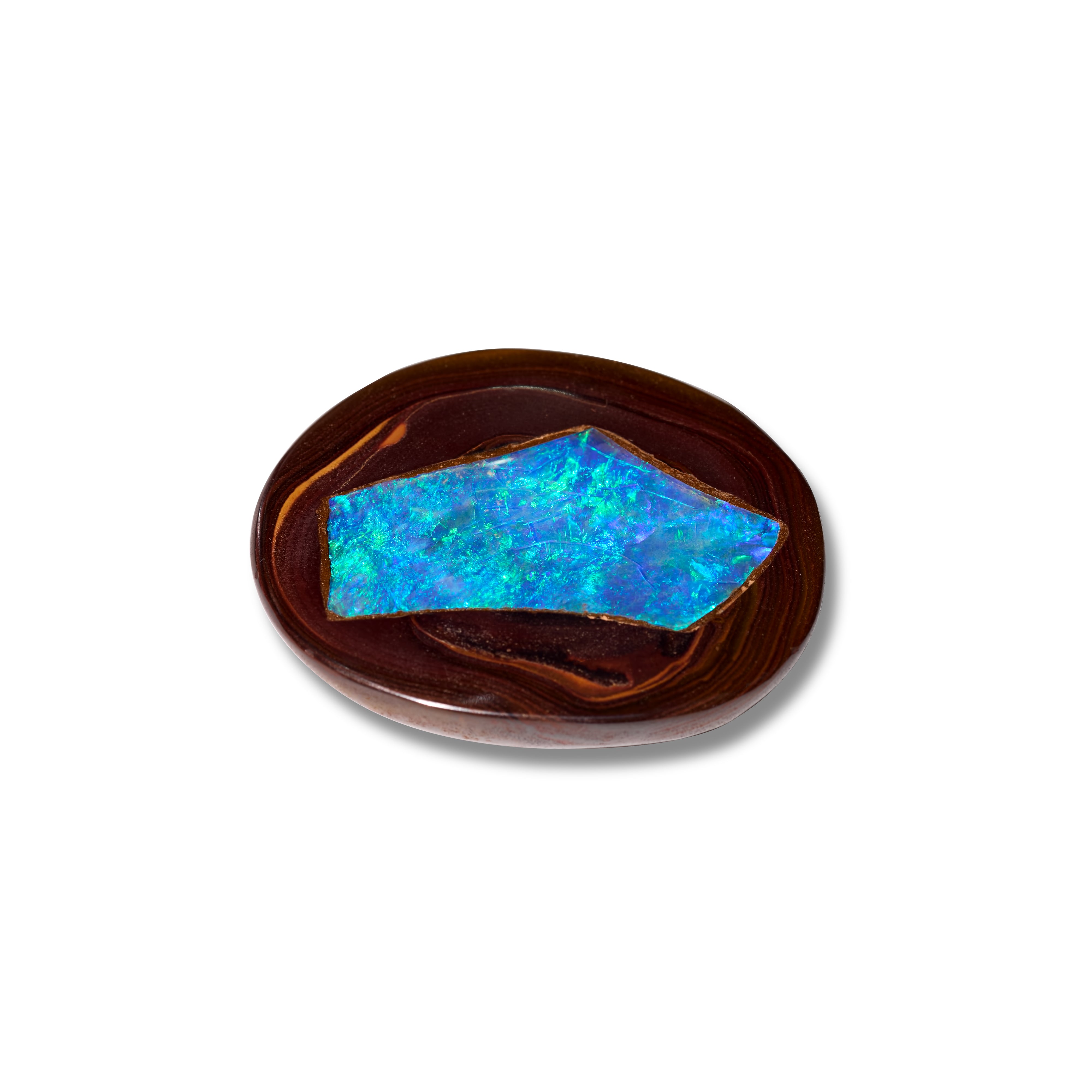 boulder opal inlay polished collectors stone blue green