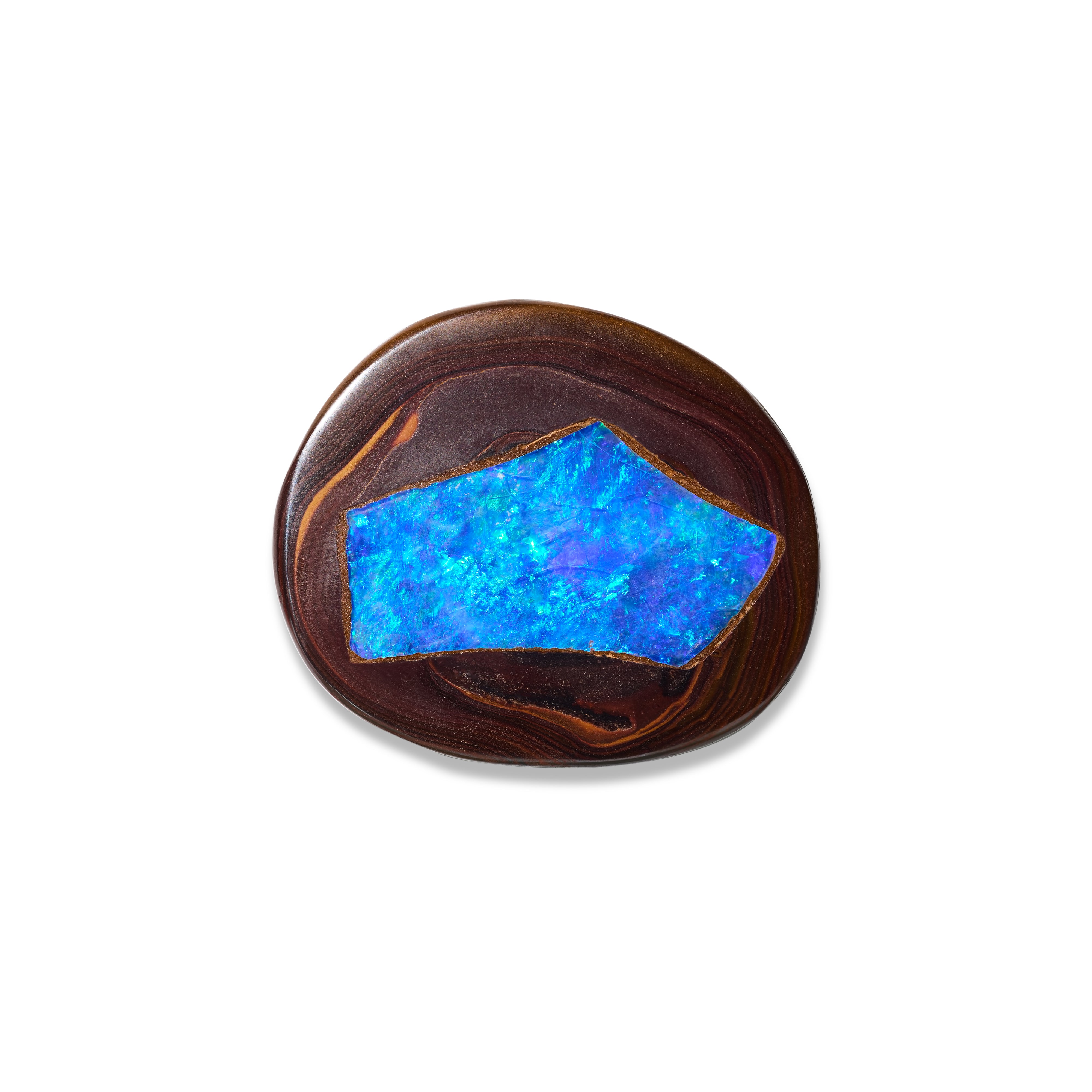 boulder opal inlay polished collectors stone blue green