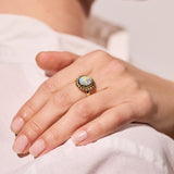 9k gold opal ring blue green yellow