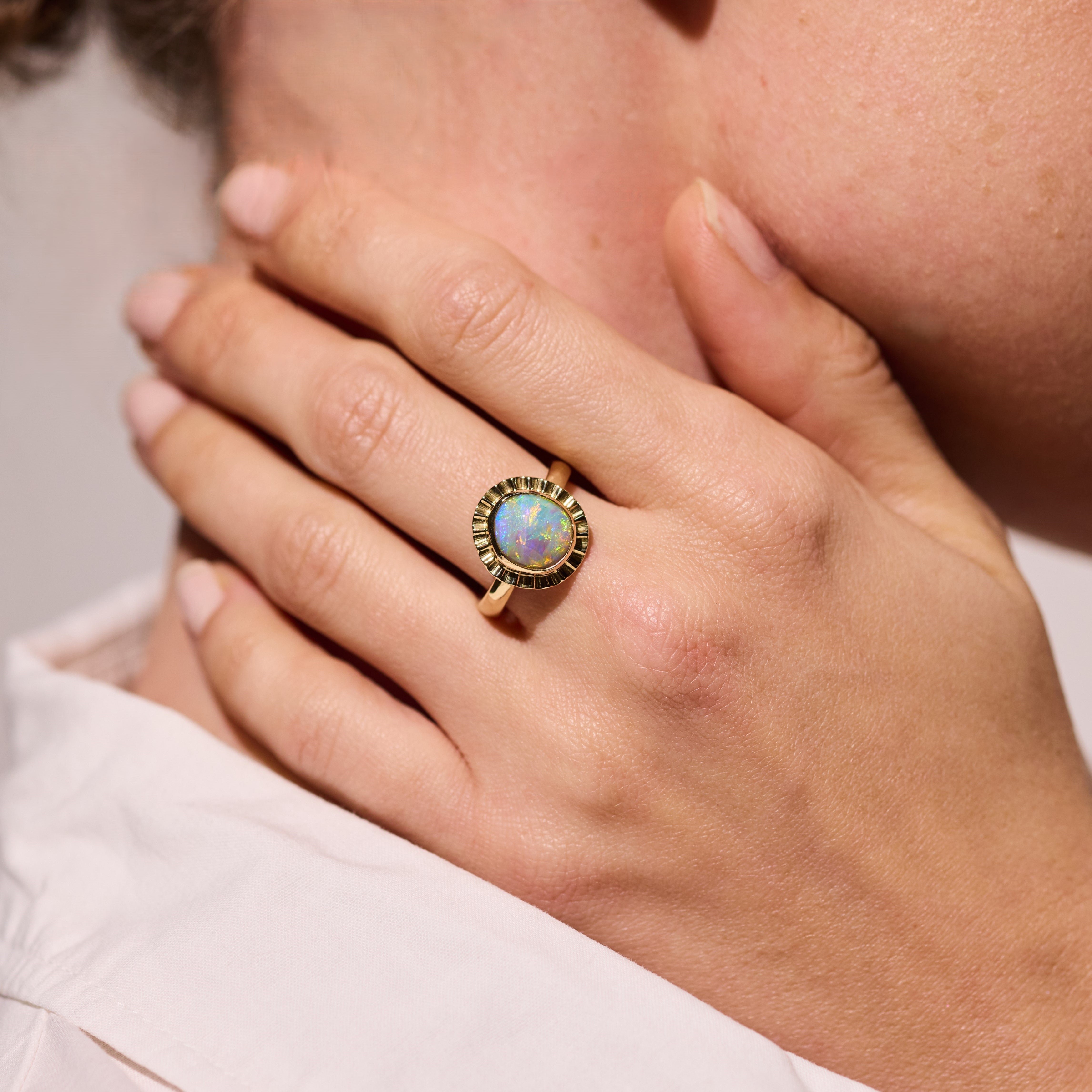 gold opal ring solid Australian opal