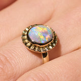 9k gold solid Australian opal ring