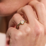 9k gold opal ring red blue green yellow