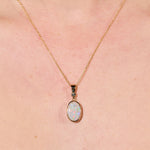 18k gold necklace solid opal and diamond