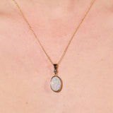 18k gold necklace solid opal and diamond