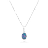 opal necklace sterling silver oval pendant