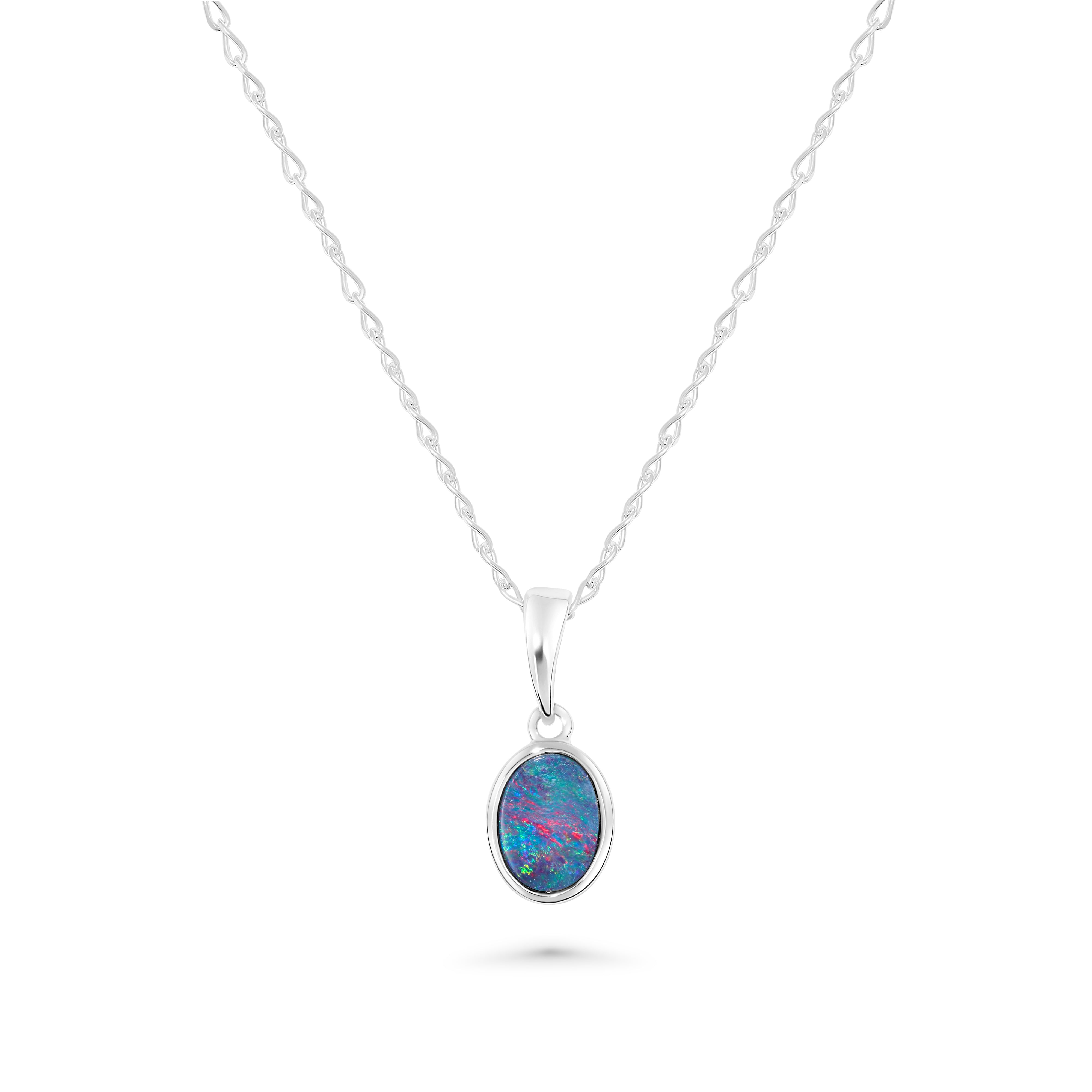 opal necklace sterling silver oval pendant