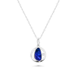 opal necklace sterling silver blue with cubic zirconia unique design