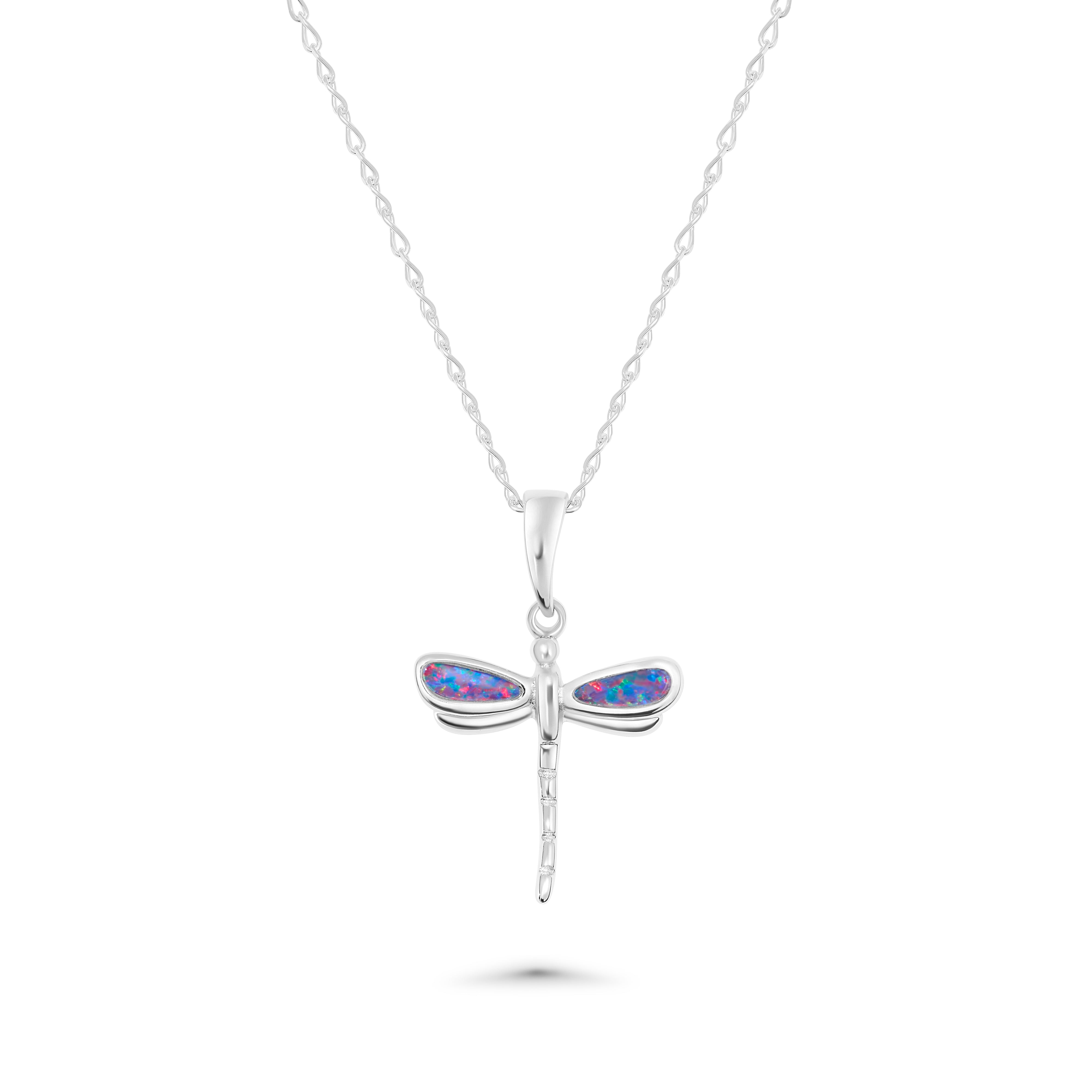 opal necklace sterling silver dragonfly pendant 