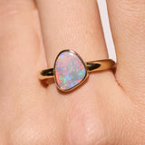 9k gold Australian opal ring red, green blue