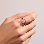 9k gold solid lightning ridge opal ring red green orange blue