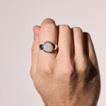 solid opal ring bezel style sterling silver red, green, blue stone colours