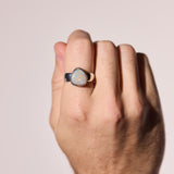 solid opal ring bezel style sterling silver red, green, blue stone colours