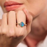 9k gold ring with diamonds solid lightning ridge opal blue green purple